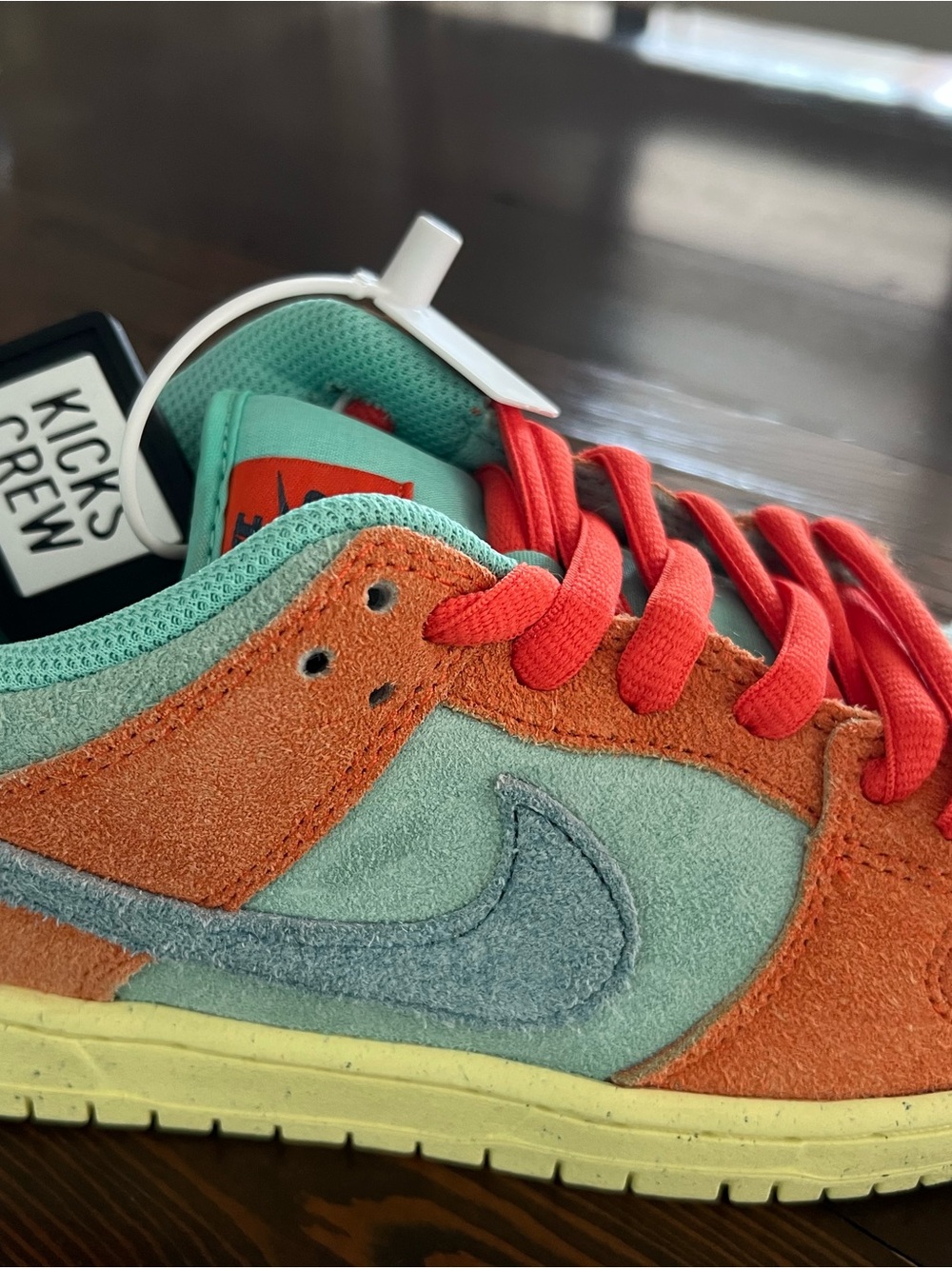 Nike Mint Green and Orange Kids Running Shoe - Picture 3 of 4